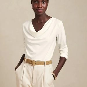 Banana Republic Long Sleeve Cowlneck Long Sleeve Top in Ivory